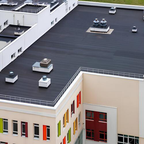 overhead view of a commercial roof