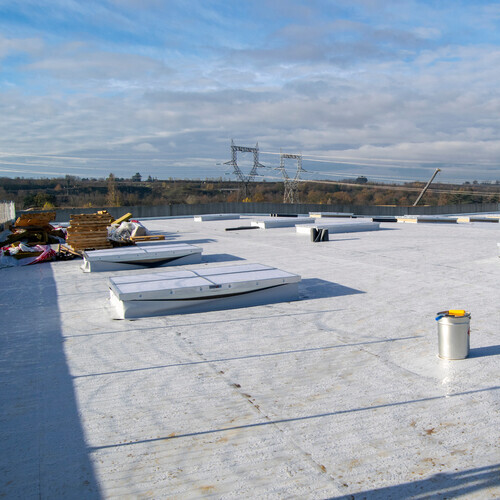 overhead view of a commercial roof